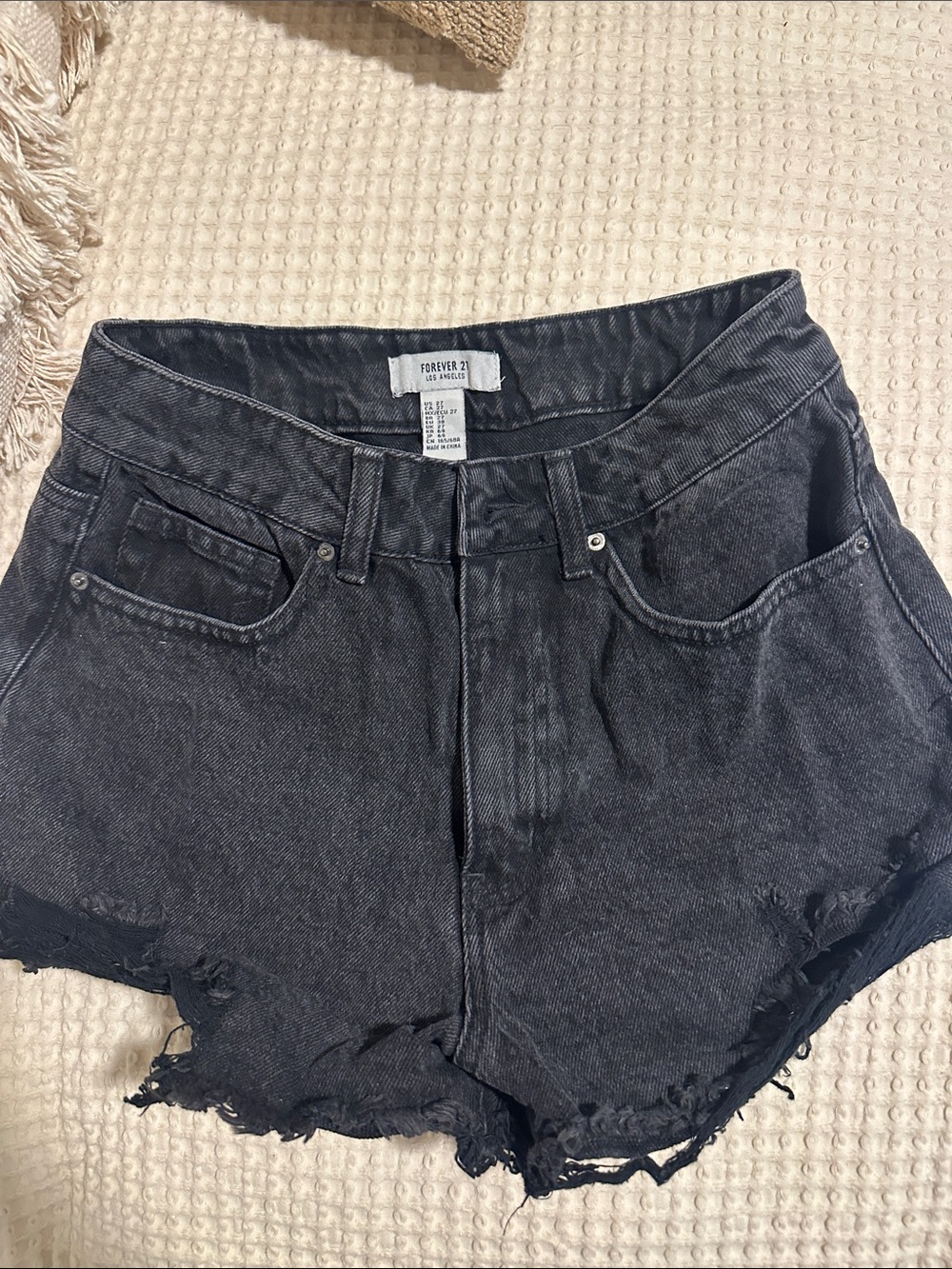 Forever 21 Black Washed Denim Cutoff Shorts